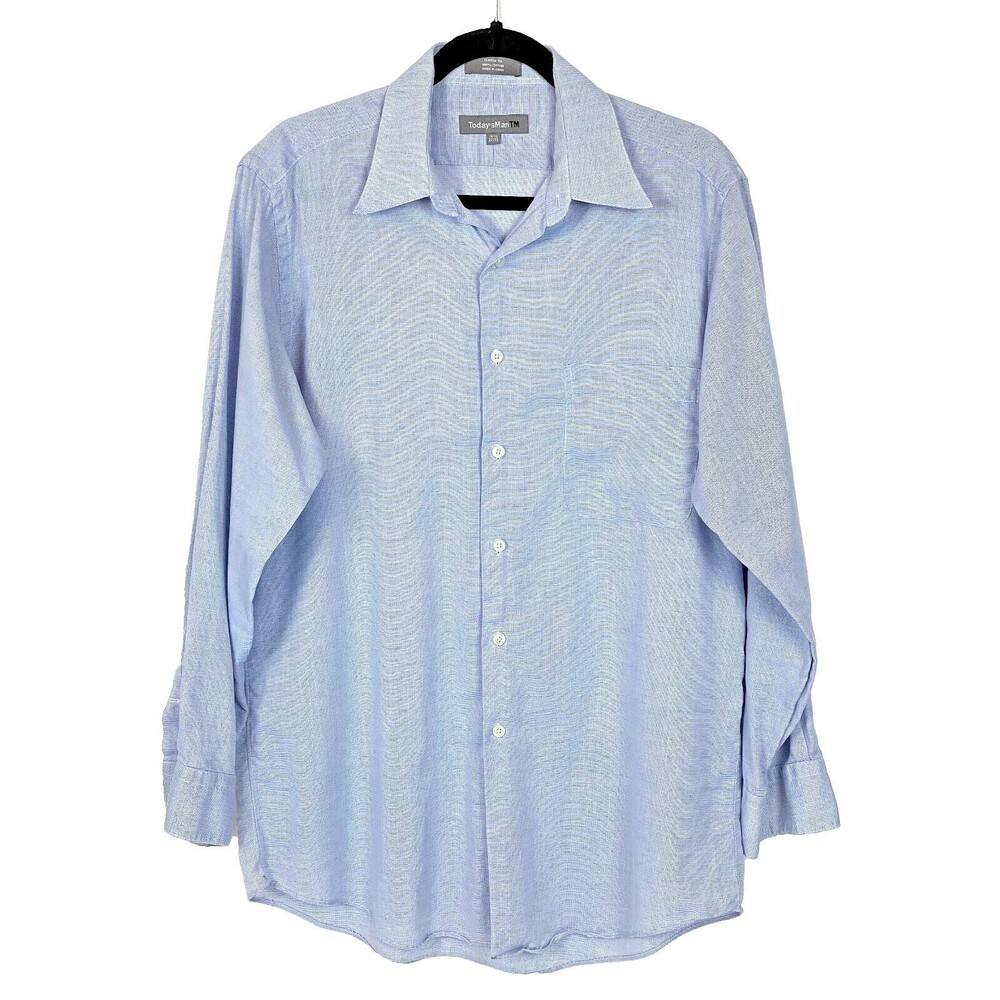 VTG Today's Man Classic Fit Dress Shirt Light Blue Cotton Men's Size 15.5 32/33